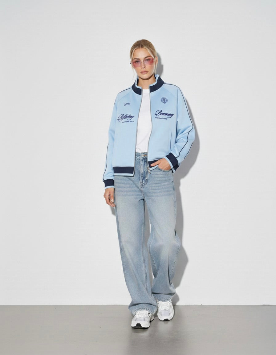 Reflecting & Becoming Light Blue Zip Track Jacket – Mirrors®