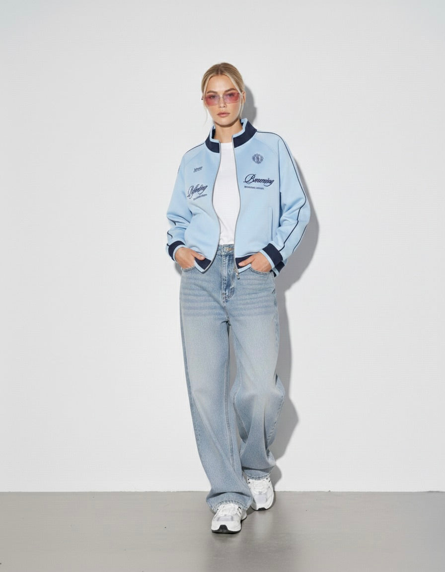 Reflecting & Becoming Light Blue Zip Track Jacket – Mirrors®