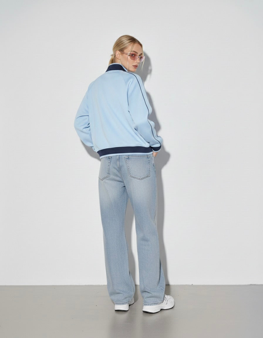 Reflecting & Becoming Light Blue Zip Track Jacket – Mirrors®