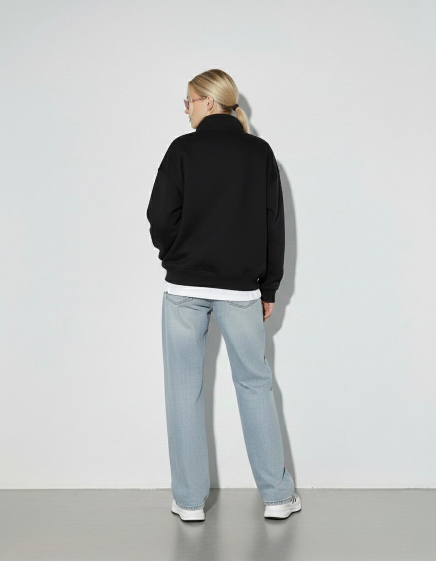 Unveiled Black Quarter-Zip Drop Shoulder Sweatshirt – Mirrors®