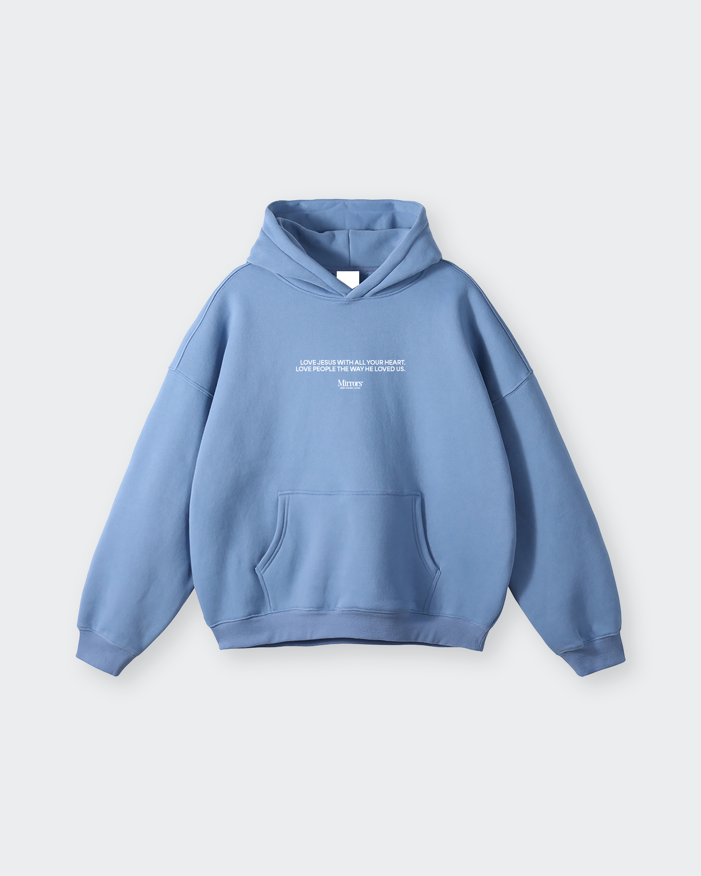 Love Jesus Love People Light Blue Oversized Hoodie – Mirrors®