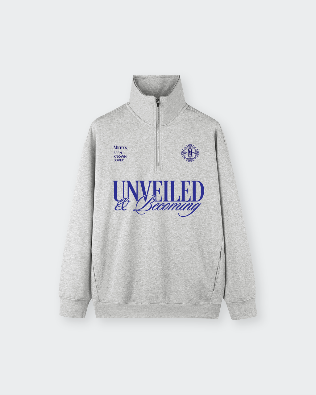 Unveiled Gray Quarter-Zip Drop Shoulder Sweatshirt – Mirrors®