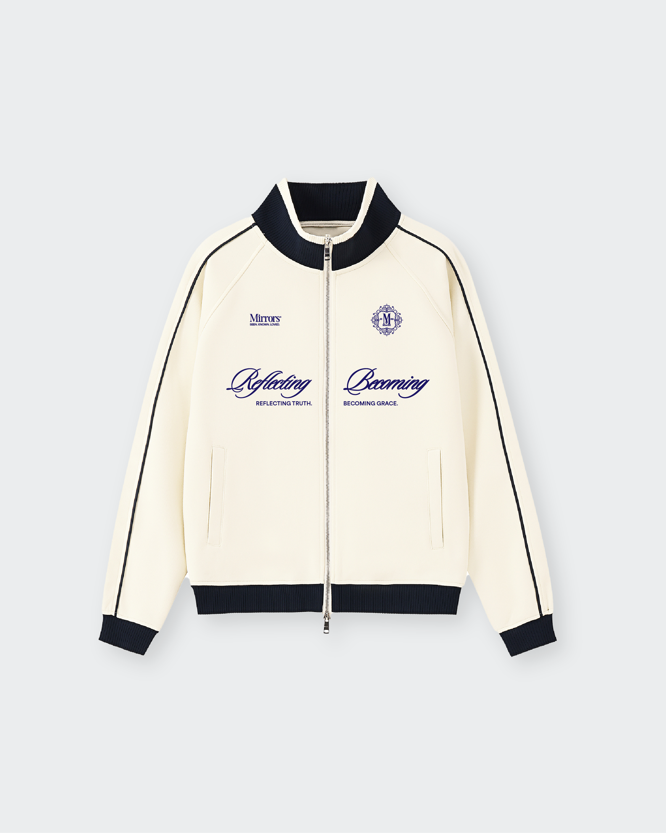 Reflecting & Becoming Off-white Zip Track Jacket – Mirrors®