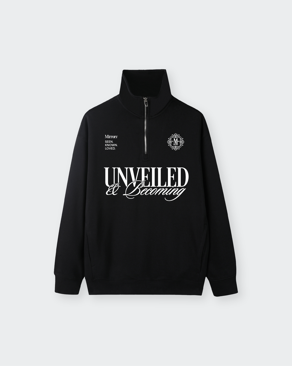 Unveiled Black Quarter-Zip Drop Shoulder Sweatshirt – Mirrors®