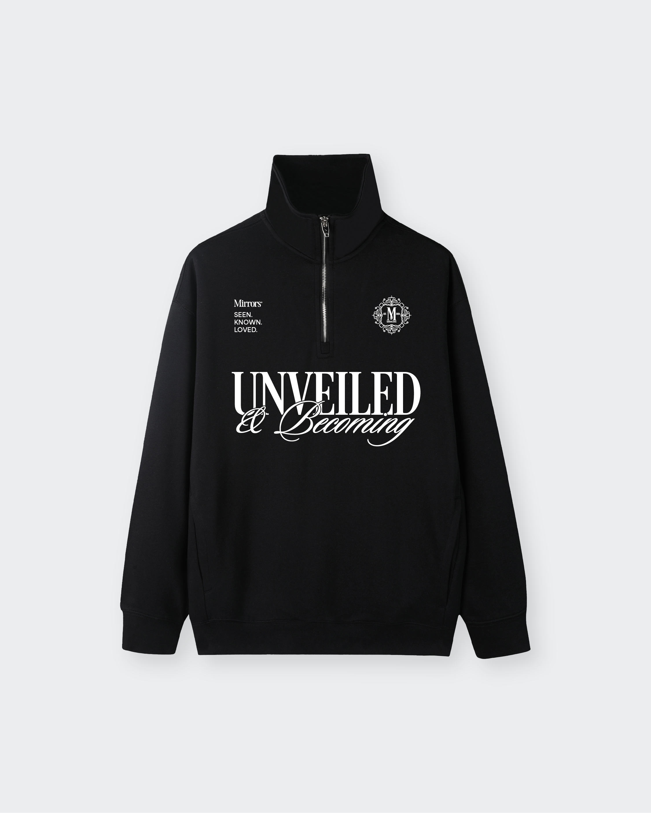 Unveiled Black Quarter-Zip Drop Shoulder Sweatshirt – Mirrors®