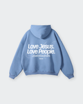Love Jesus Love People Light Blue Oversized Hoodie – Mirrors®