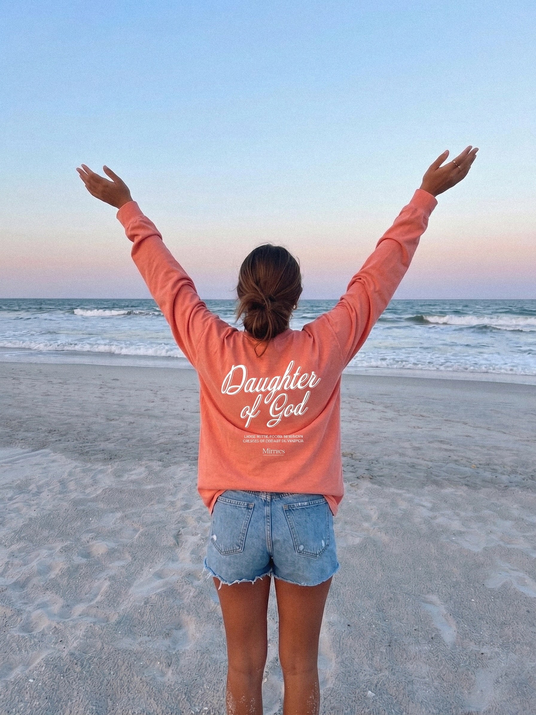 Daughter of God Coral Oversized Long Sleeve T-Shirt – Mirrors®