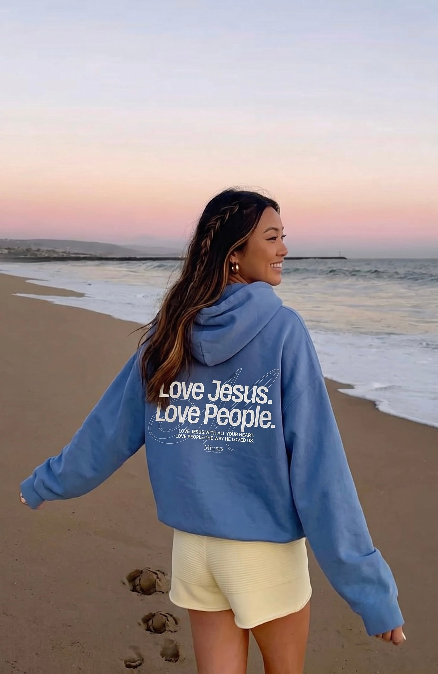 Love Jesus Love People Light Blue Oversized Hoodie – Mirrors®