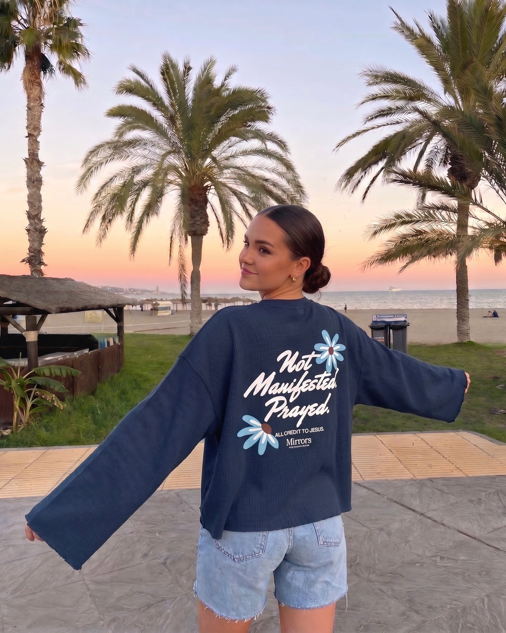 Not Manifested Waffle Longsleeve Oversized Fit Tee Navy Blue – Mirrors® (Copy)