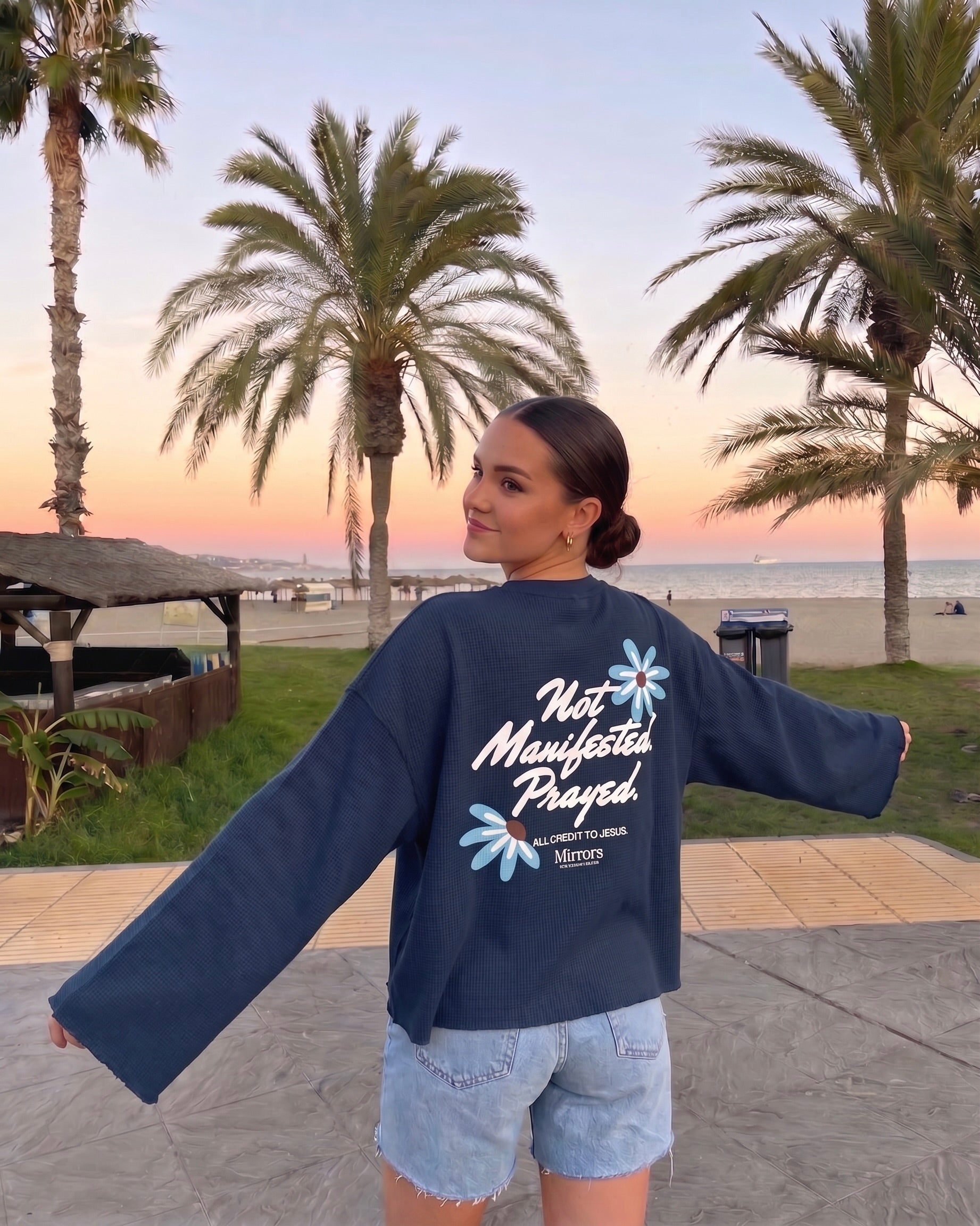 Not Manifested Waffle Longsleeve Oversized Fit Tee Navy Blue – Mirrors® (Copy)