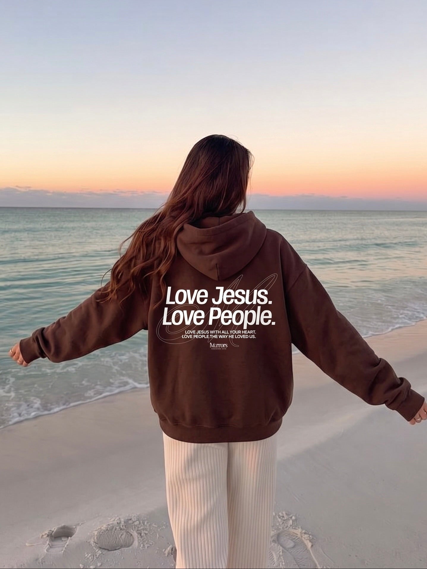 Love Jesus Love People Brown Oversized Hoodie – Mirrors®