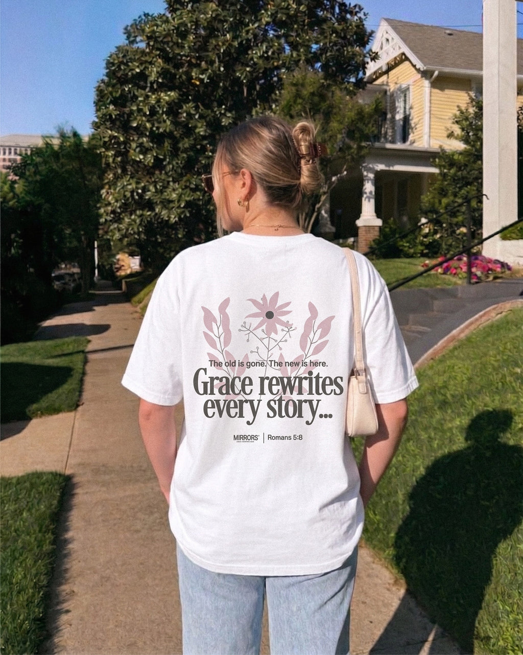 Grace Rewrites White Loose Fit Tee – Mirrors®