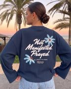 Not Manifested Waffle Longsleeve Oversized Fit Tee Navy Blue – Mirrors® (Copy)