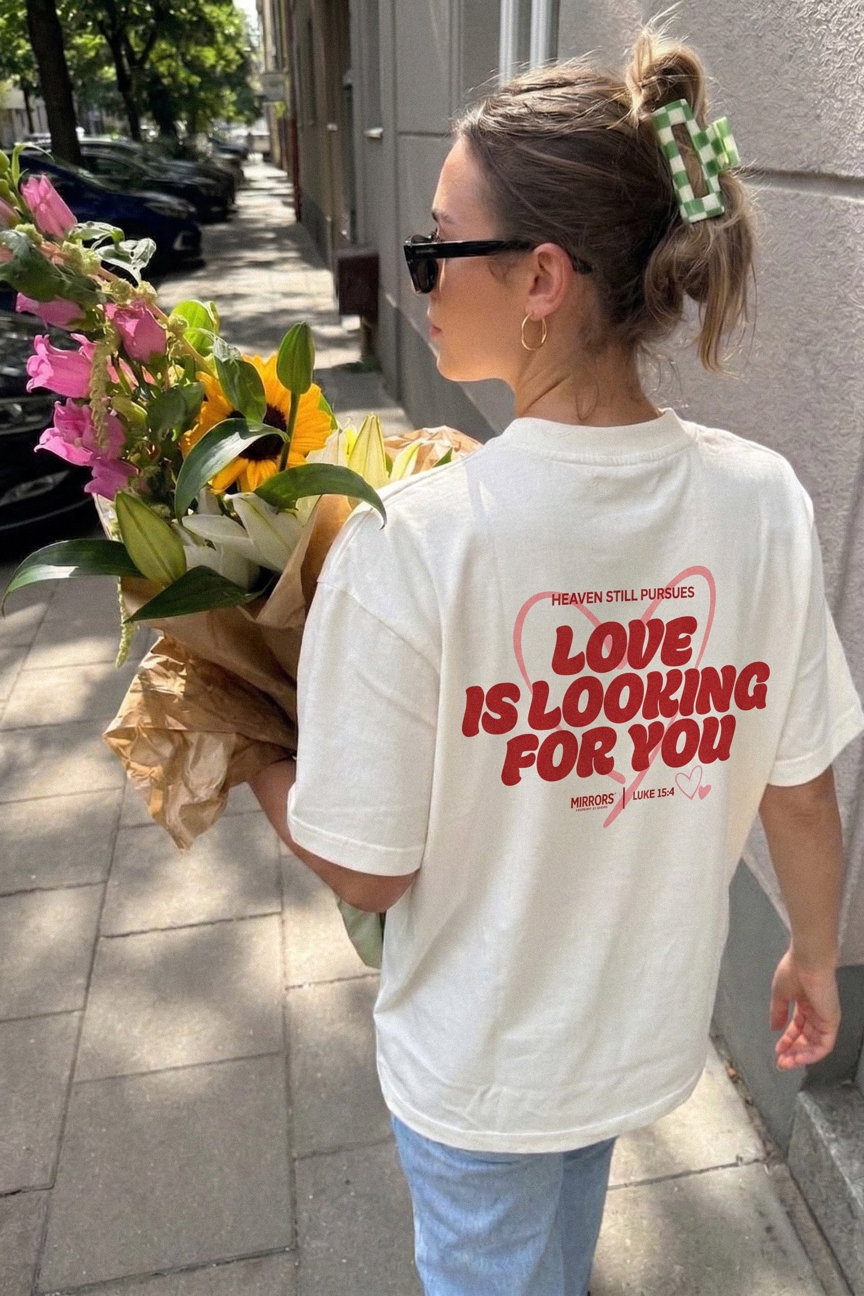 Love is Looking For You White Loose Fit Tee – Mirrors®