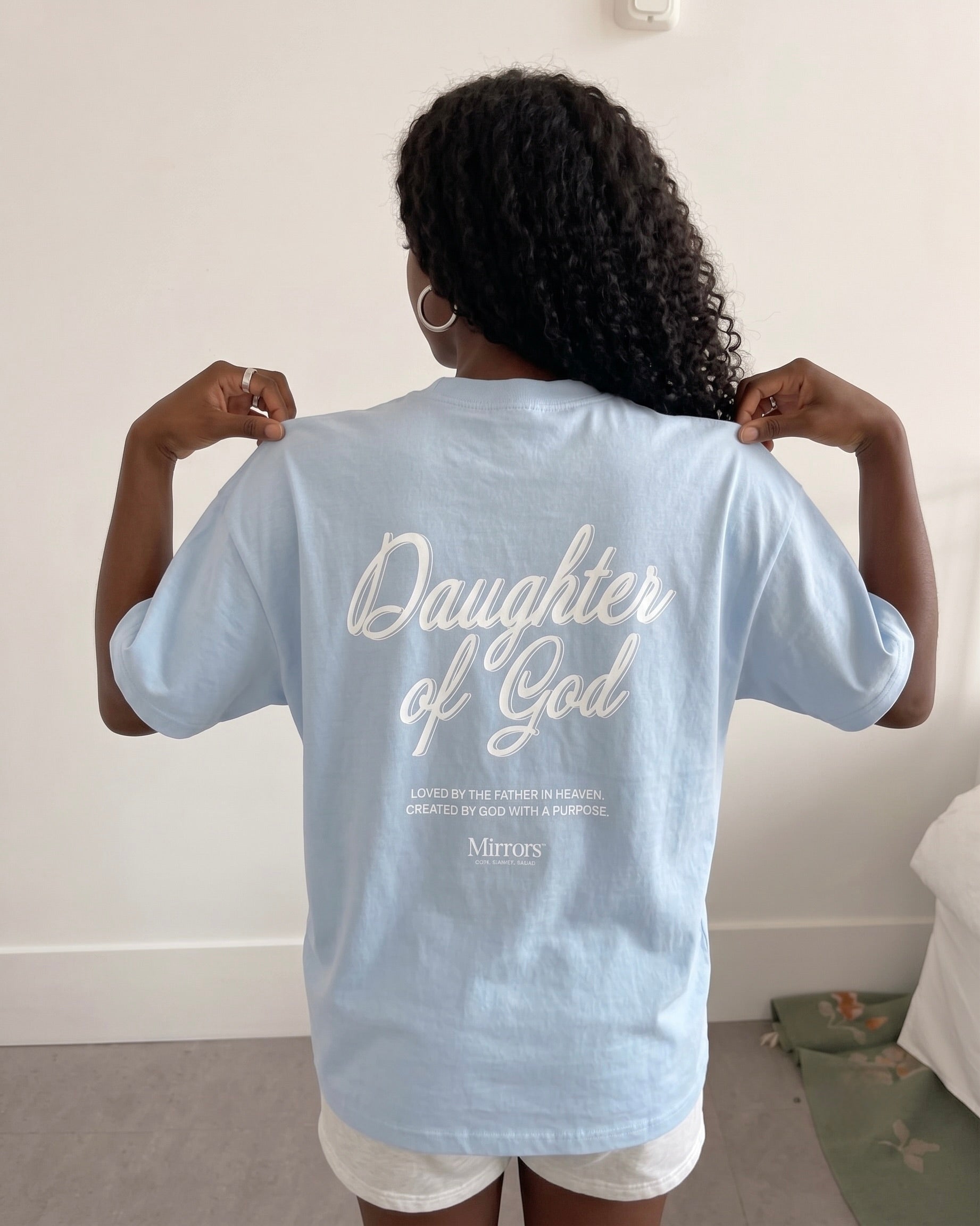 Daughter of God Sky Blue Oversized Tee – Mirrors®