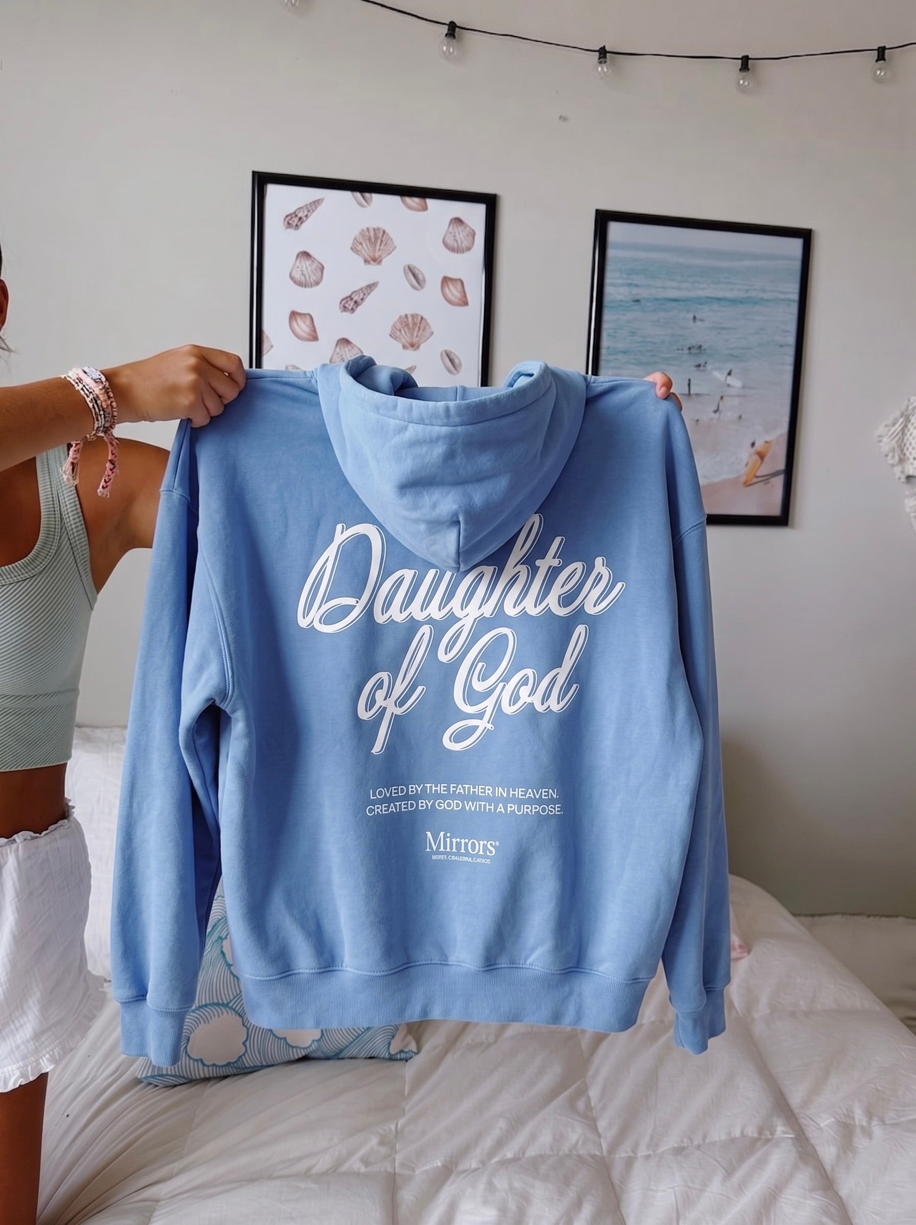 Daughter of God Light Blue Oversized Hoodie – Mirrors®