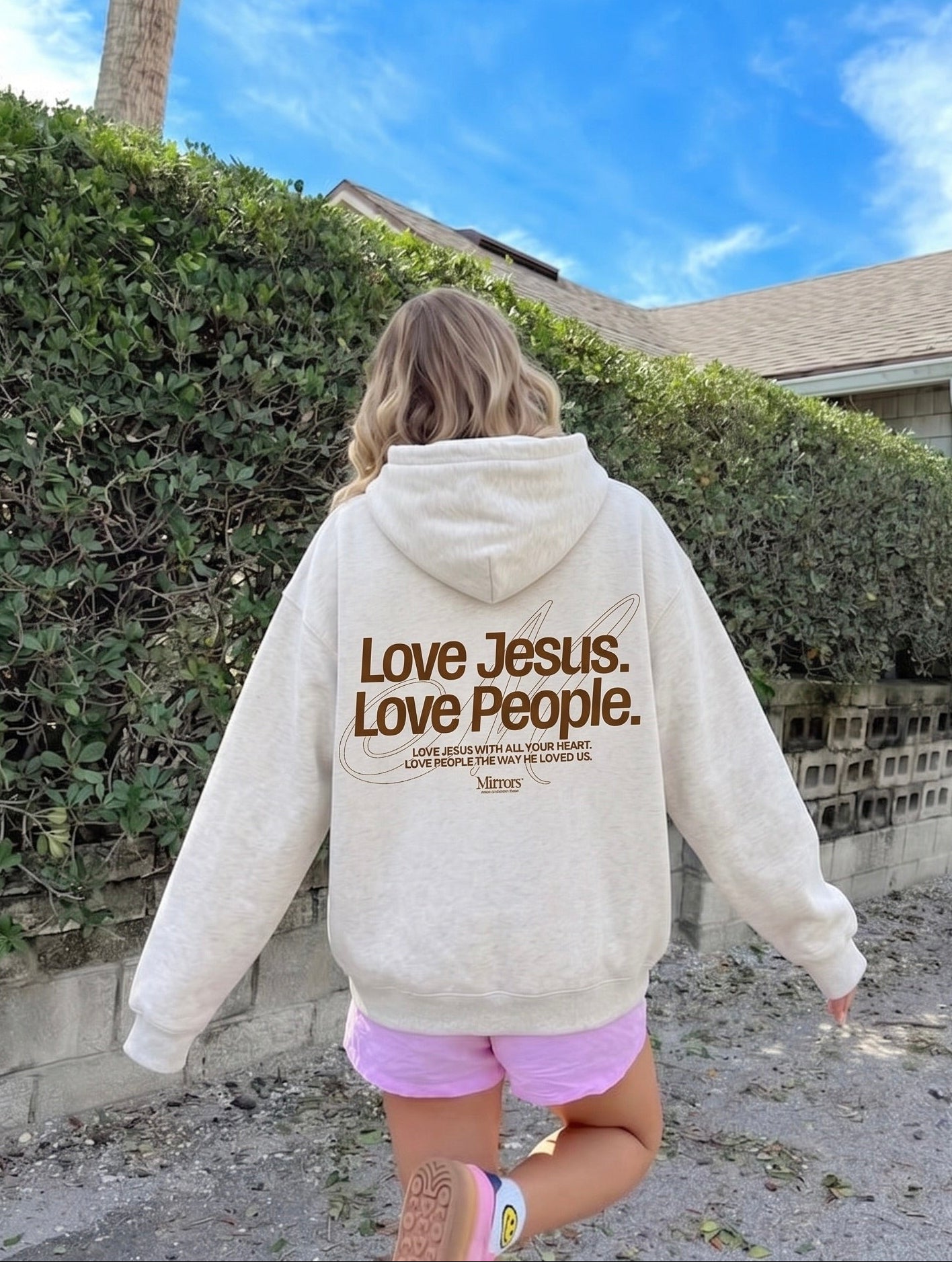 Love Jesus Love People Oat Gray Oversized Hoodie – Mirrors®