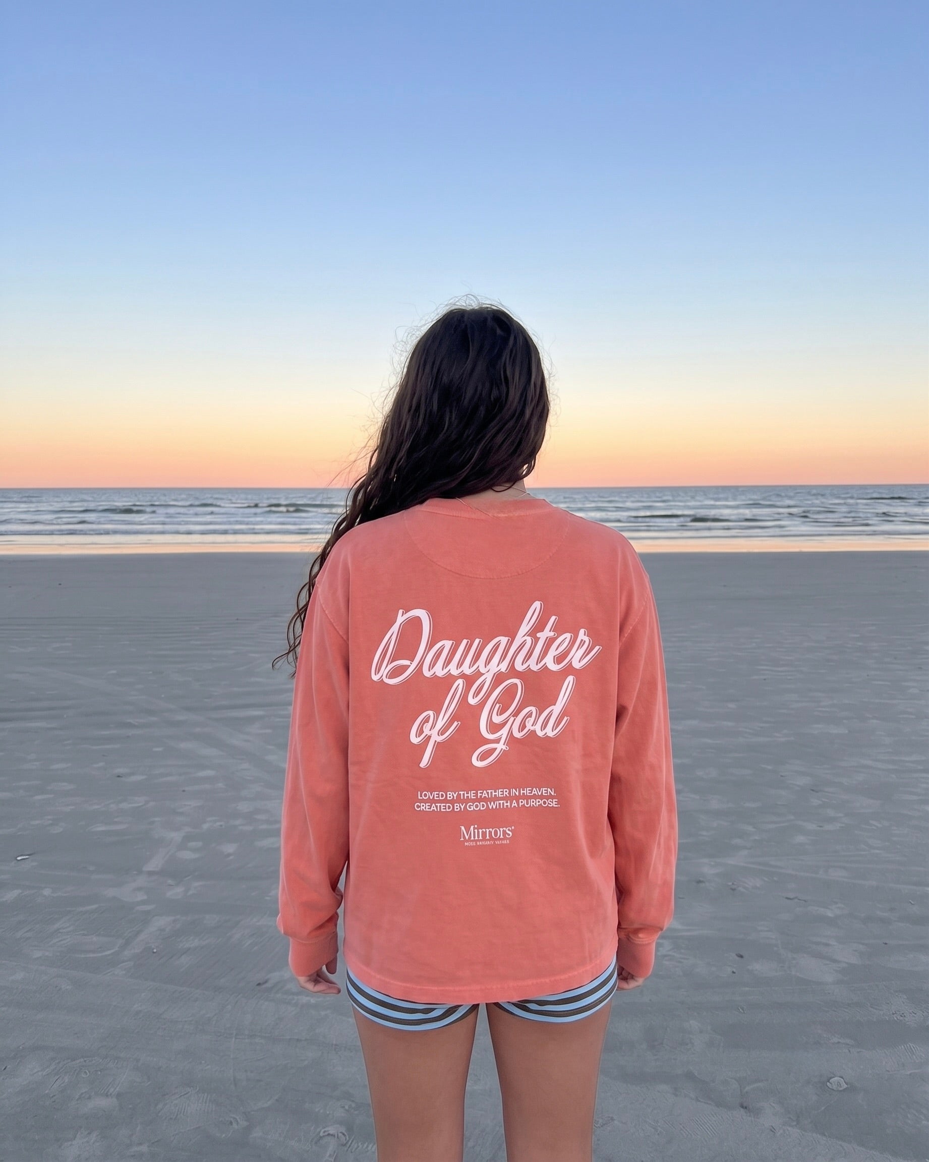 Daughter of God Coral Oversized Long Sleeve T-Shirt – Mirrors®
