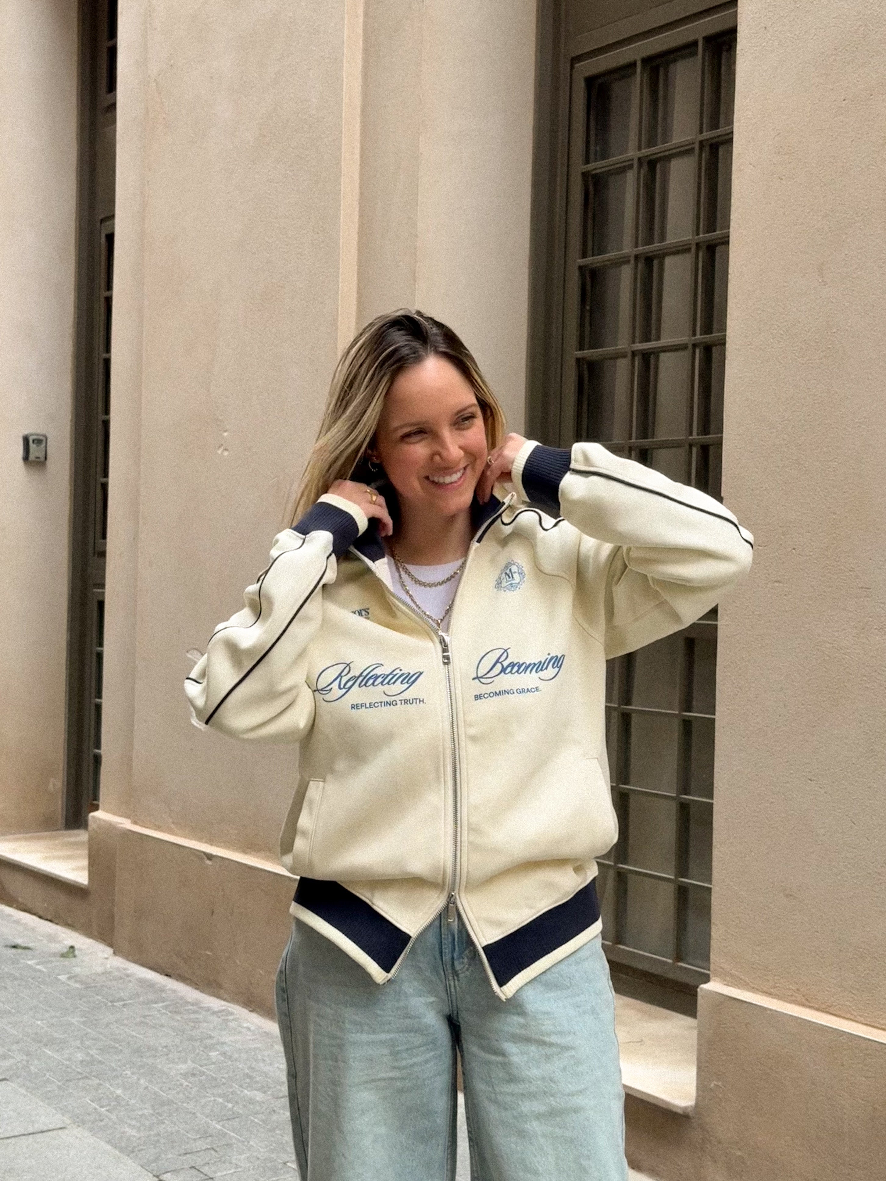 Reflecting & Becoming Off-white Zip Track Jacket – Mirrors®