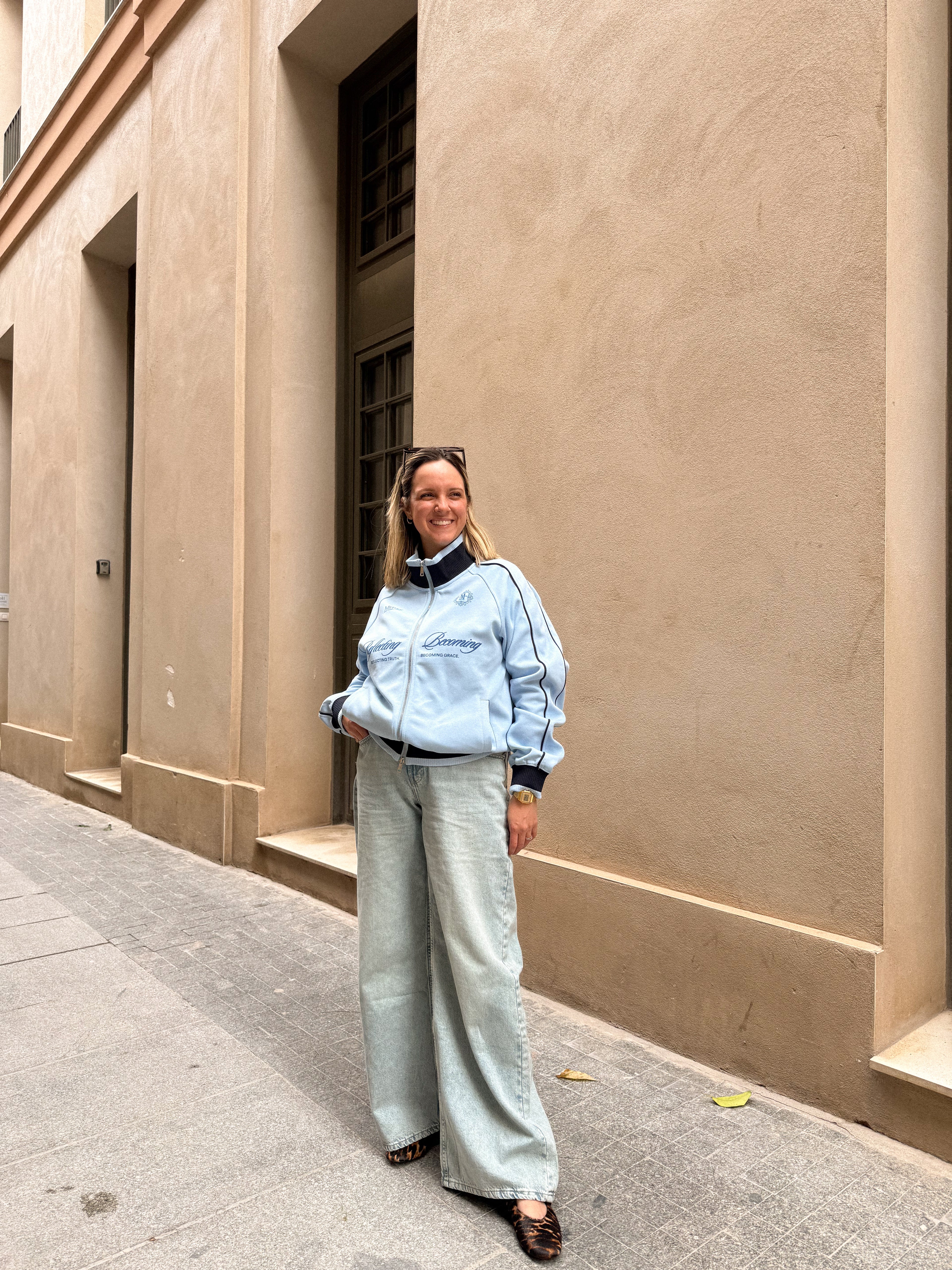 Reflecting & Becoming Light Blue Zip Track Jacket – Mirrors®