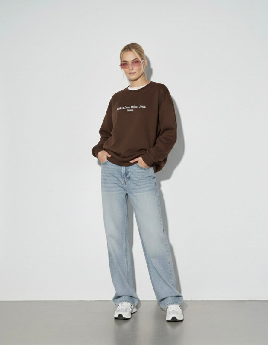 Reflect Jesus Brown Fleeced Sweatshirt  – Mirrors®