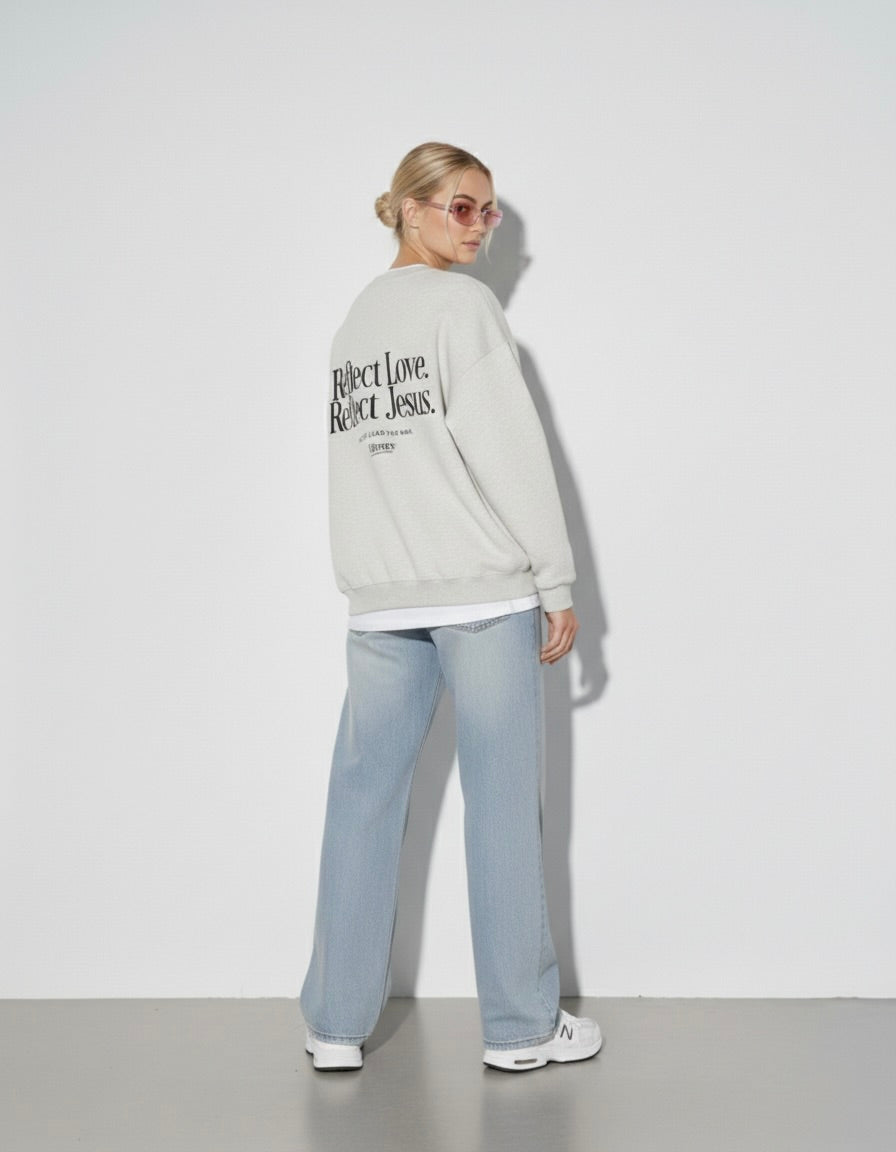 Reflect Jesus Gray Fleeced Sweatshirt  – Mirrors®