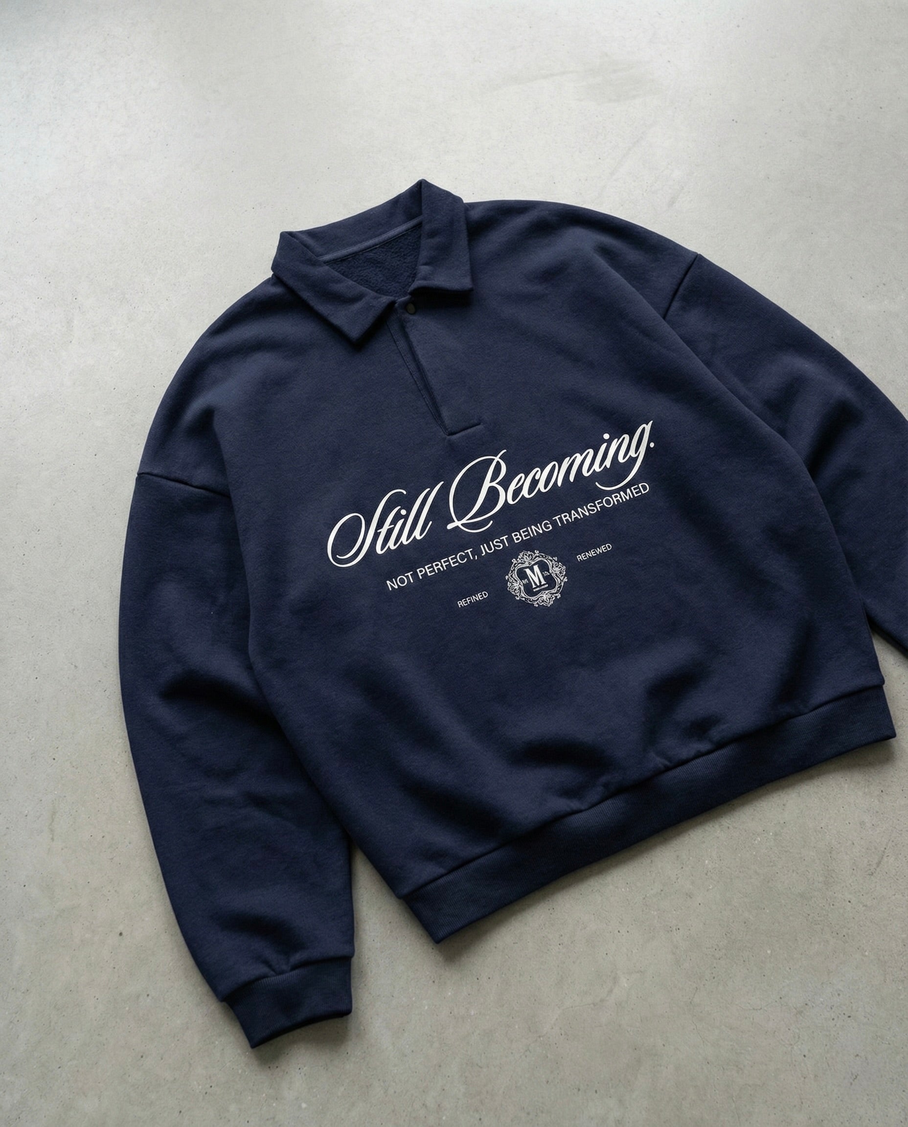 Still Becoming Navy Heavyweight Polo Sweatshirt – Mirrors®
