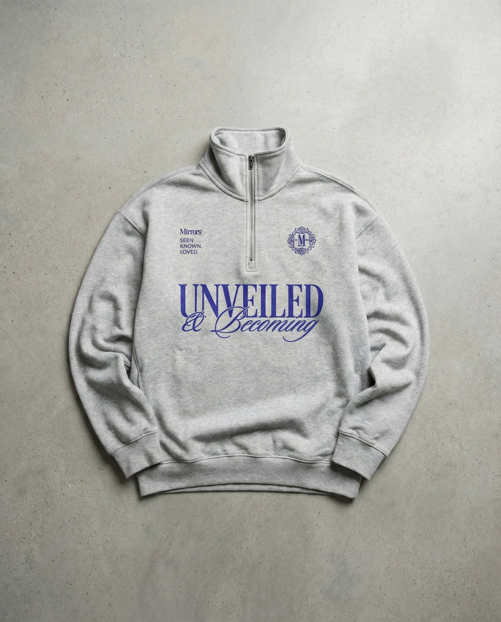 Unveiled Gray Quarter-Zip Drop Shoulder Sweatshirt – Mirrors®