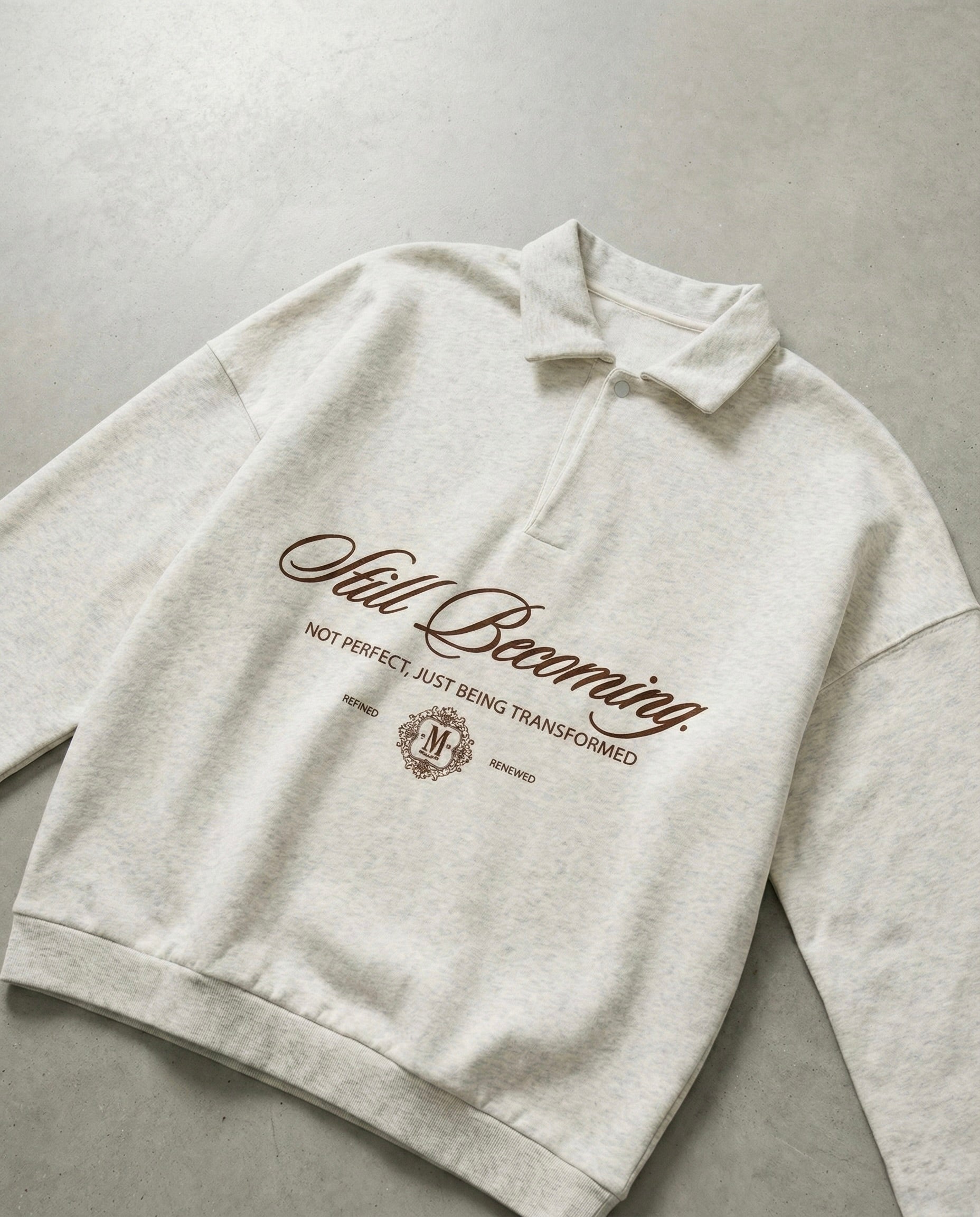 Still Becoming Gray Heavyweight Polo Sweatshirt – Mirrors®