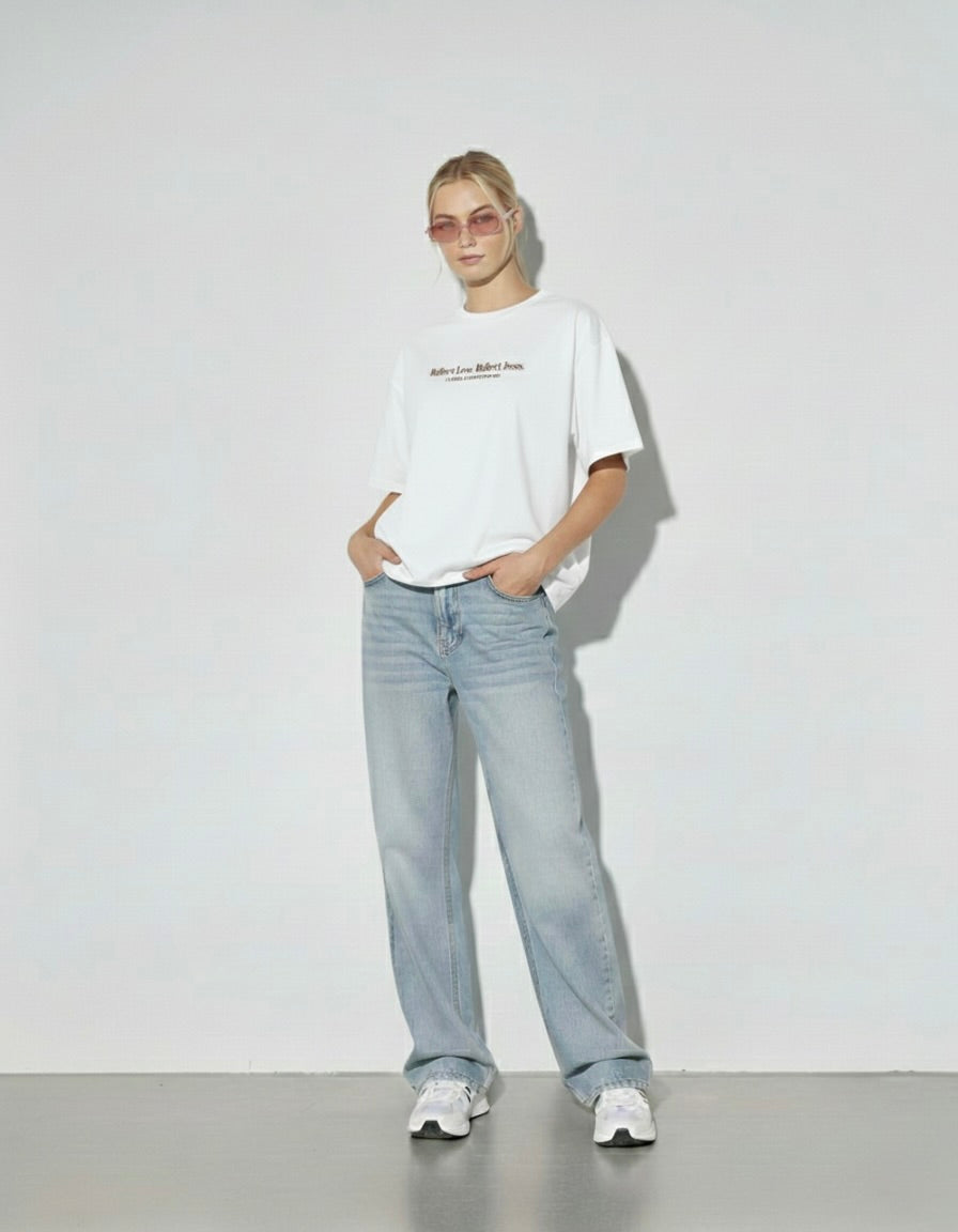 Reflect Jesus White Loose Tee – Mirrors®