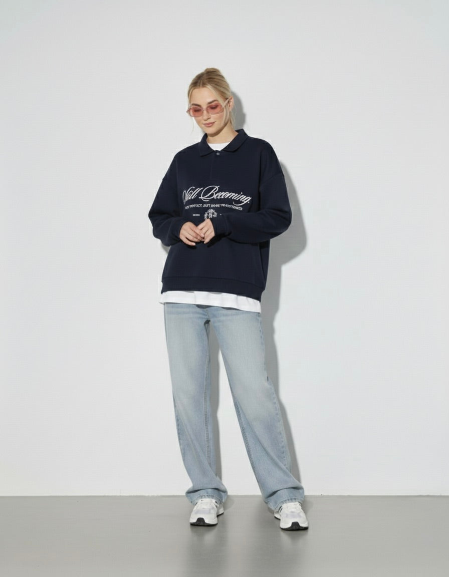 Still Becoming Navy Heavyweight Polo Sweatshirt – Mirrors®