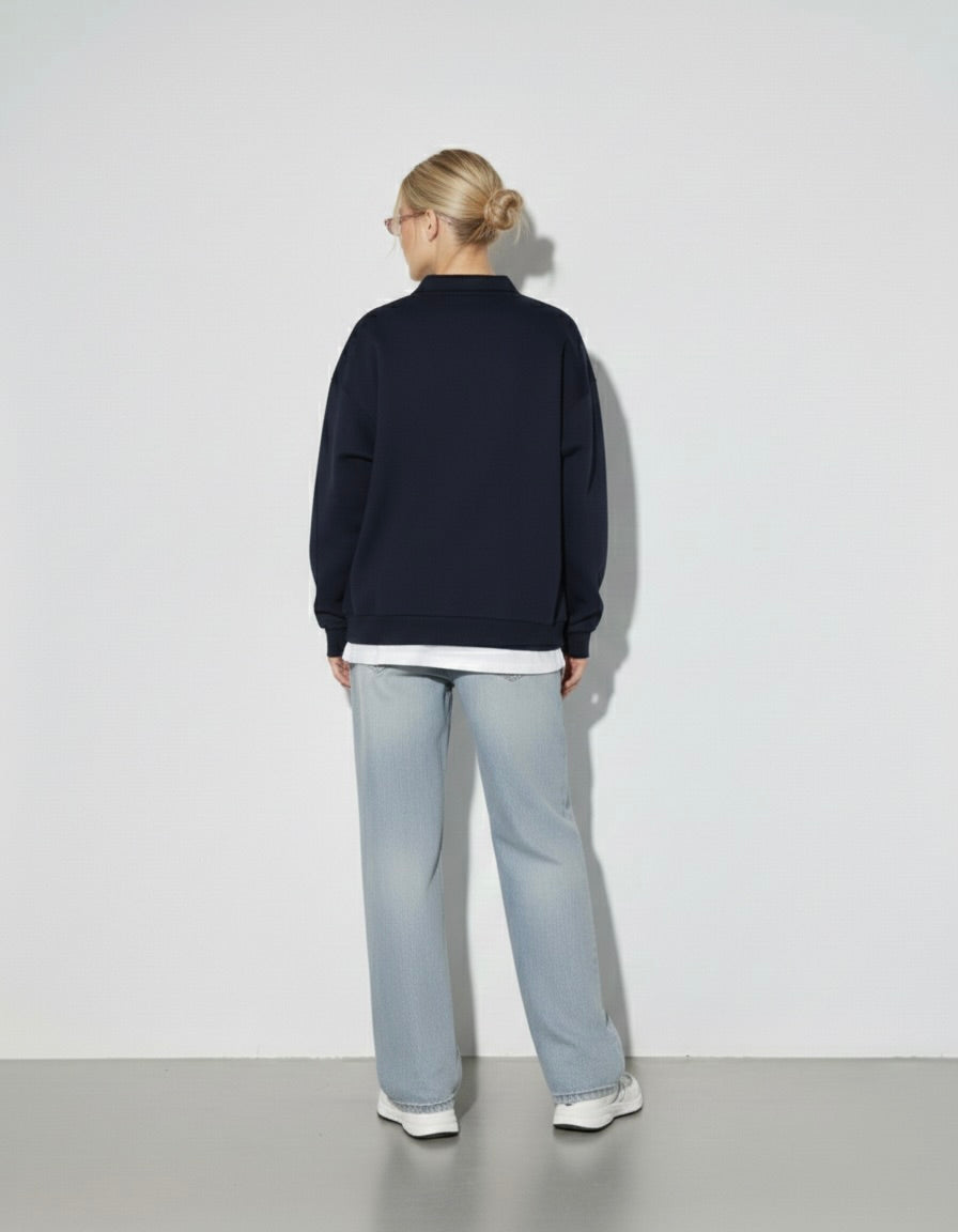 Still Becoming Navy Heavyweight Polo Sweatshirt – Mirrors®