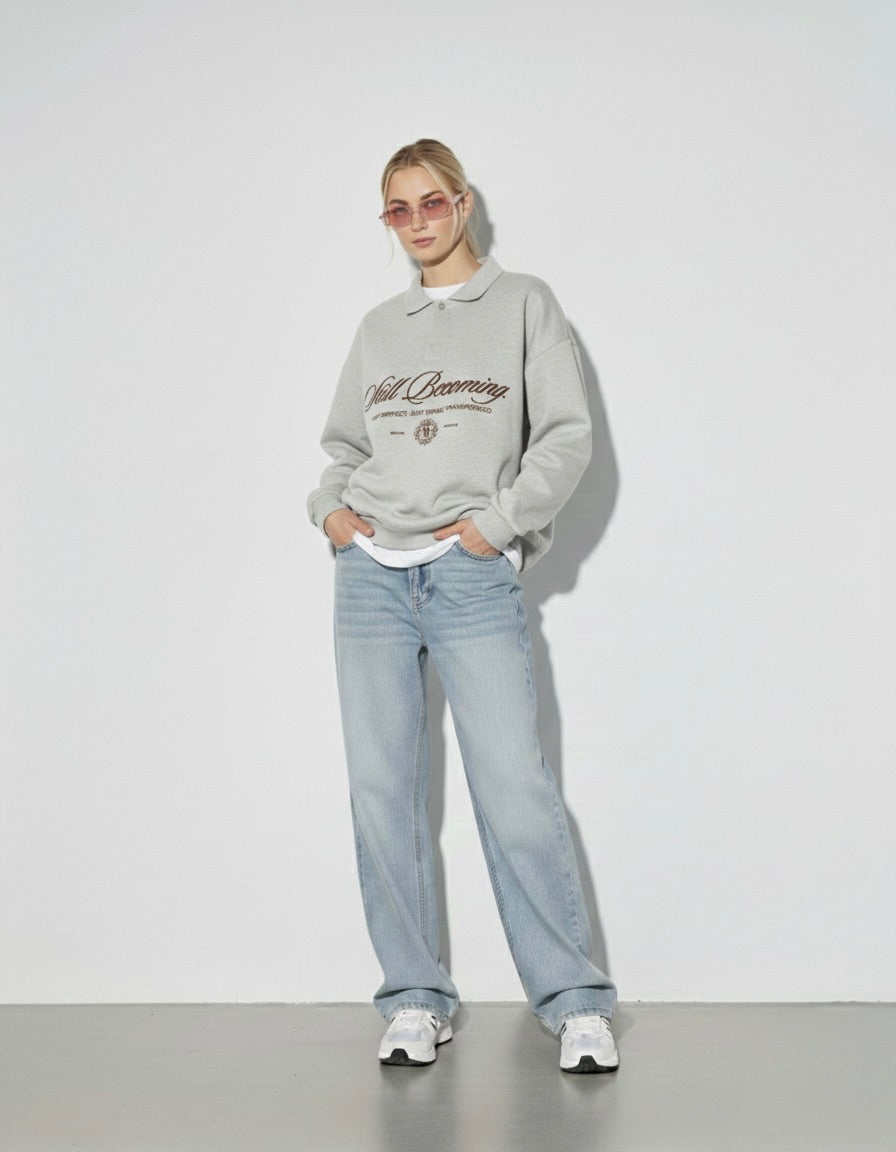 Still Becoming Gray Heavyweight Polo Sweatshirt – Mirrors®